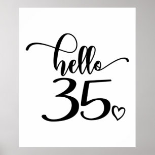 Poster 35e anniversaire femmes Bonjour 35 mignonne 35 ans
