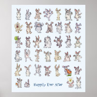 39 Mignons lapins en caricature Décor Nourriture M