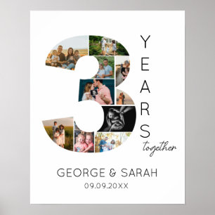 Poster 3 Ans Ensemble Collage De Photos Anniversaire De M