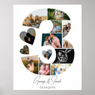 Poster 3 ans Ensemble Photo Collage Anniversaire Mariage