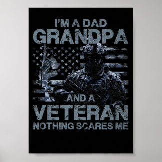 Poster 3 Grand-père Vétéran Bleu Navy Céruléen Gris coule