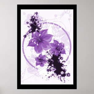 Poster 3 Jolies Fleurs - Violet