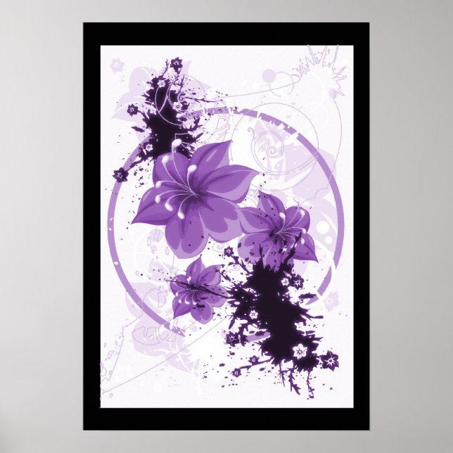 Poster 3 Jolies Fleurs - Violet (Devant)