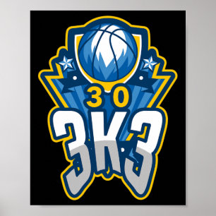 Poster 3 K 3 Point Bysketbyll Record 3000 Trois pointeurs
