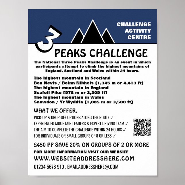 Poster 3 Peaks Challenge, Mountainering Company Advert (Devant)