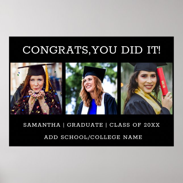 Poster 3 Photos Collage Félicats Graduate 2023 Graduation (Devant)
