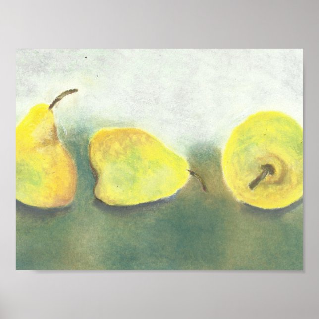 Poster 3 poires jaune et verte (Devant)