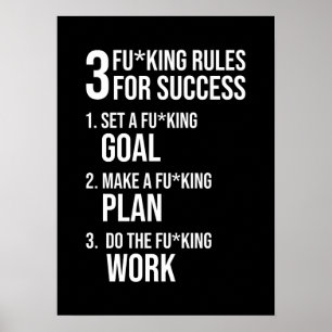Poster 3 Règles De Réussite - Motivation Dure