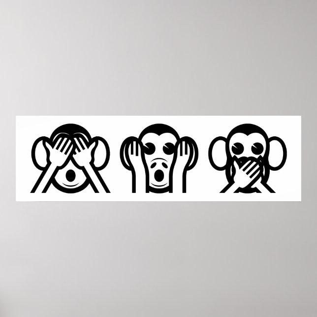Poster 3 Singes Sages Emoji (Devant)