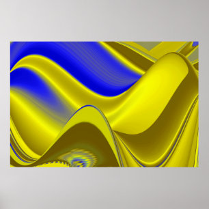 Poster 3D Abstrait en or jaune bleu vert