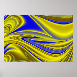 Poster 3D Abstrait en or jaune bleu vert