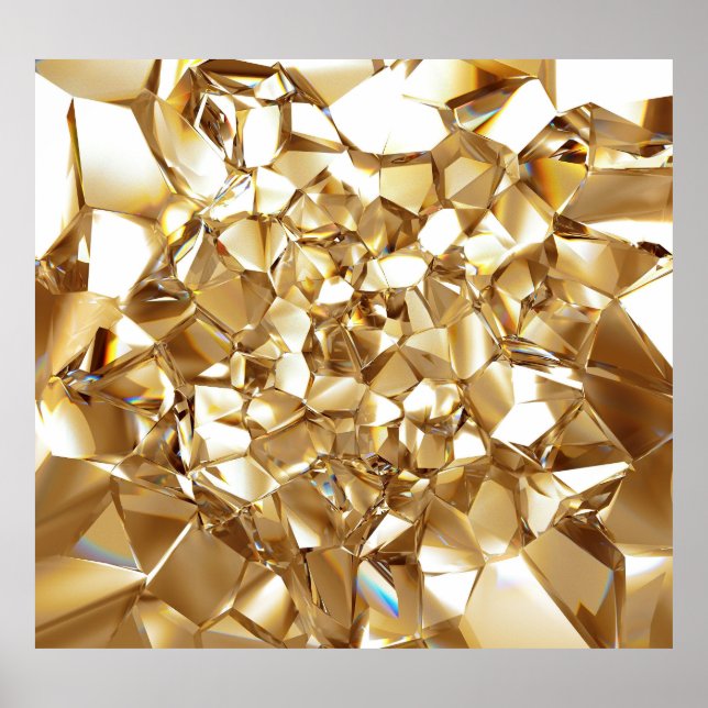 Poster 3D abstraite texture or cristal. (Devant)