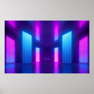 Poster 3d, bleu rose violet néon abstrait arrière - plan,