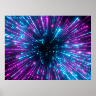 Poster 3d, feux d'artifice violet, big bang, galaxie, abs