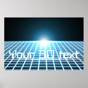 Poster 3D-Grid rougeoyant avec le texte personnalisable
