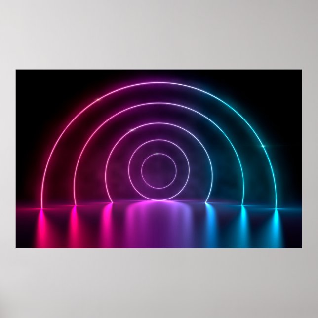 Poster 3d ing des lignes brillantes du portail de cercle  (Devant)