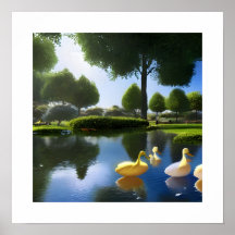3D photo Beaux canards nageant dans un étang