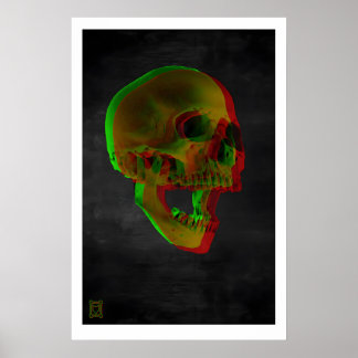 Poster 3D Skulls Fine Art Print Gothic Horror Dinosaur