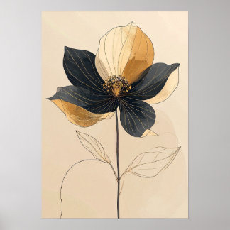 Poster 3D White Anemone Floral Bas-Relief Wall Art - Marb