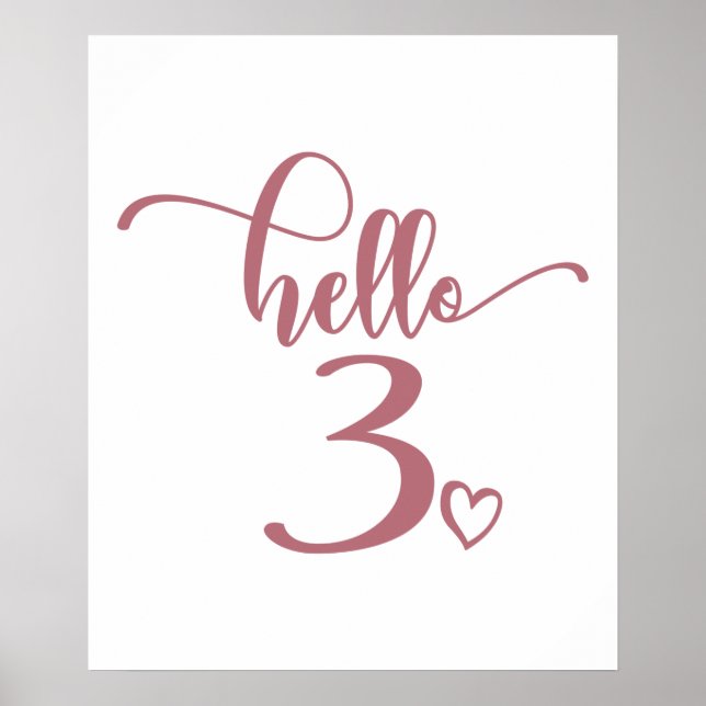 Poster 3e anniversaire Filles Bonjour Trois mignonnes 3 a (Devant)