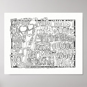 Poster 3h12 de Colossians/vers coloration d'écriture