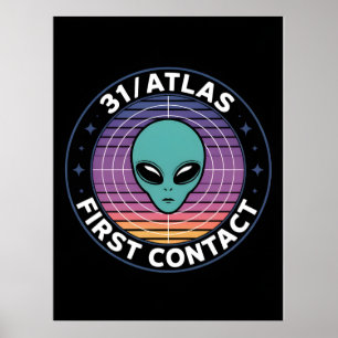 Poster 3I Atlas Style Sci-Fi Rétro Espace Drôle Glitch