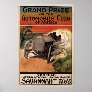 Poster 400 Mile International Road Race Savannah GA 1908