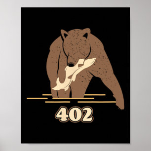 Poster 402 Ours de pêche Graisse Oreille Brown Grizzly Lo