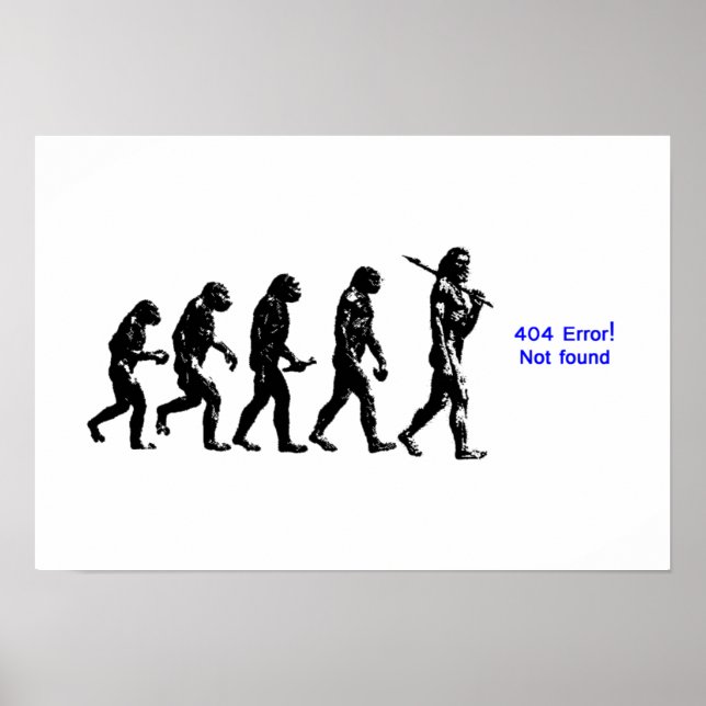 Poster 404 erreur évolution humaine (Devant)