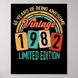 Poster 40 Ans D'Être génial En 1982 40e Anniversaire