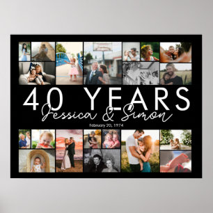 Poster 40 ans mariage anniversaire photo collage modifiab