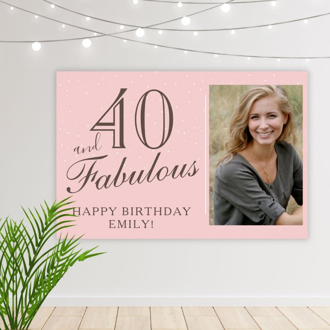 Poster 40 et fabuleux moderne rose 40e anniversaire Photo (Créateur téléchargé)