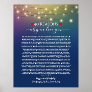 Poster 40 raisons pour lesquelles je vous aime les lumièr
