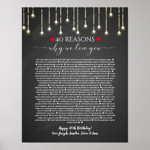 Poster 40 raisons pour lesquelles je vous aime les lumièr