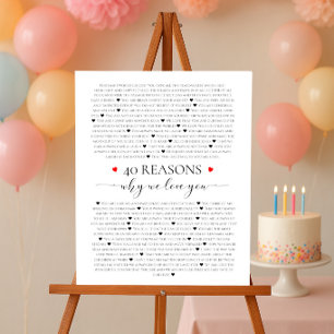 Poster 40 raisons pour lesquelles nous t'aimons cadeau 40
