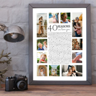 Poster 40 raisons pour lesquelles nous vous aimons COLAGE