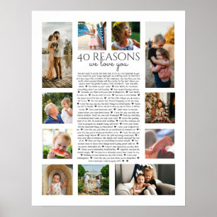 Poster 40 raisons pour lesquelles nous vous aimons collag