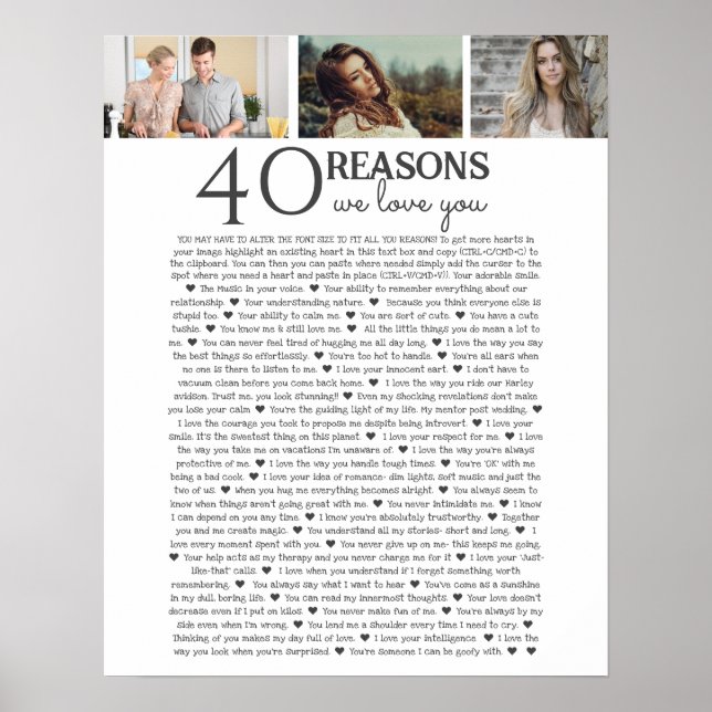 Poster 40 raisons pour lesquelles nous vous aimons PHOTO  (Devant)