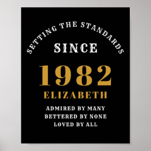 Poster 40e anniversaire 1982 Elégant Black Gold Chic
