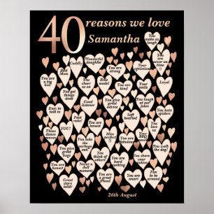 Poster 40e anniversaire 40 raisons Nous vous aimons Perso