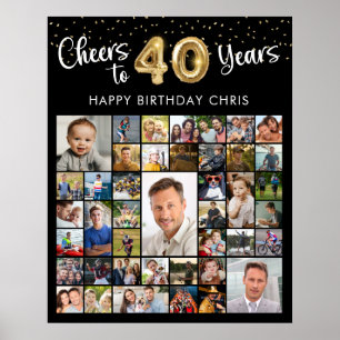 Poster 40e anniversaire 41 Collage de photos encourage à 