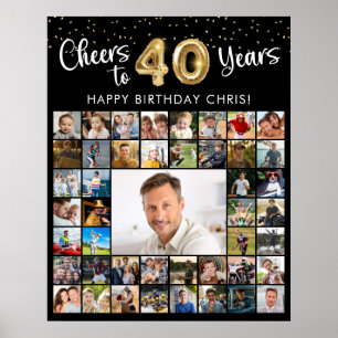 Poster 40e anniversaire 45 Photo Collage À 40 ans