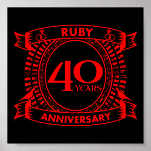 Poster 40e anniversaire du mariage ruby crest