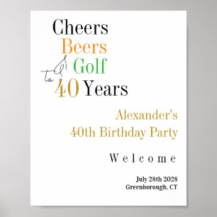 Poster 40e anniversaire Golf Cheers Bières Accueil minima