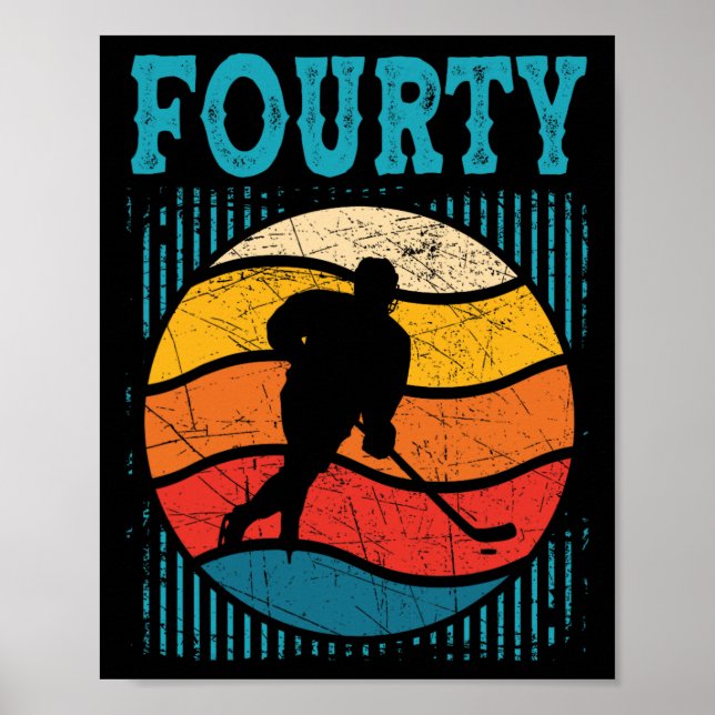 Poster 40e anniversaire Retro Hockey sur glace 40 ans Hom (Devant)