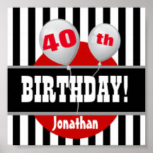 40e anniversaire Stripes et Balloon BLACK RED A05