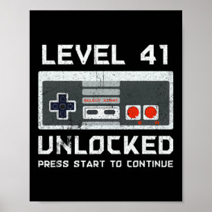 Poster 41 Ans Quarante et un Anniversaire Cadeau Niveau 4