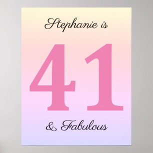 Poster 41e Anniversaire Rose Quarante Un Nom Fabuleux