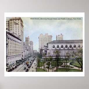 Poster 42nd St., Bryant Park, New York City Vintage