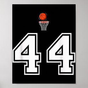 Poster 44 Nombre Style Basketball Blanc Vintage